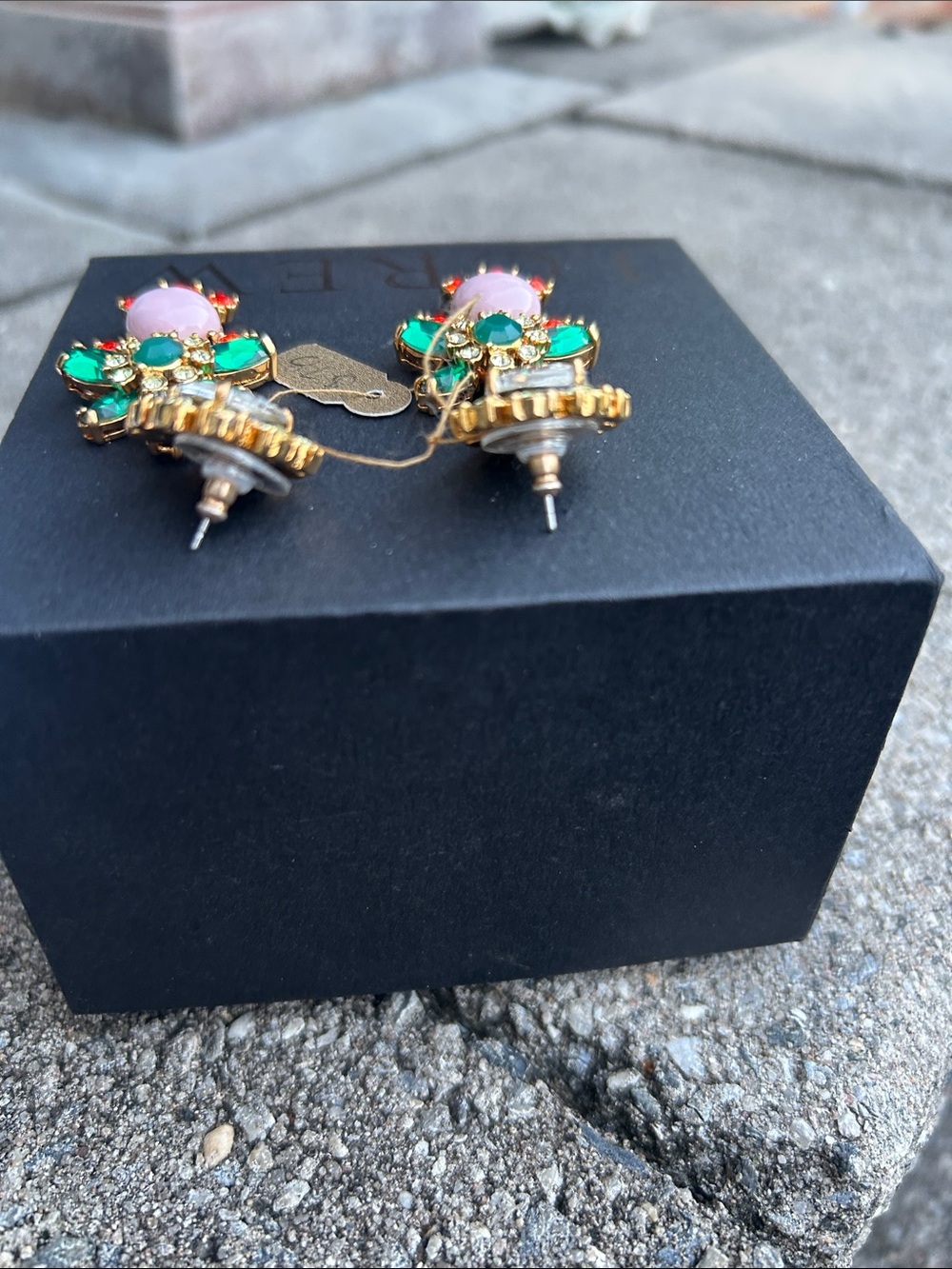 NWT J. Crew Crystal Color Green, Red, Pink and Clear Crystal Drop Earrings - Picture 4 of 5